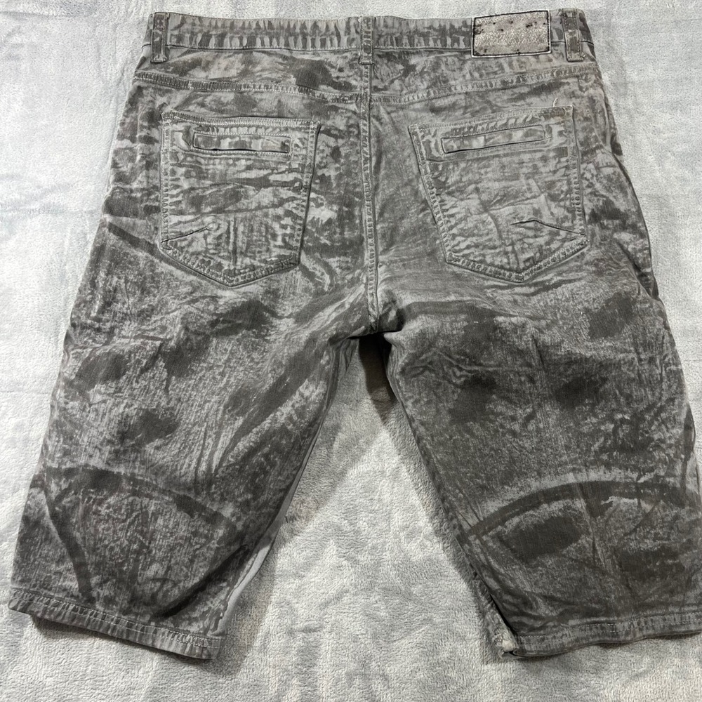 Smoke Rise Mens Grey Acid Wash Moto Denim Shorts Size‎ 40 Streetwear Casual - Picture 3 of 8